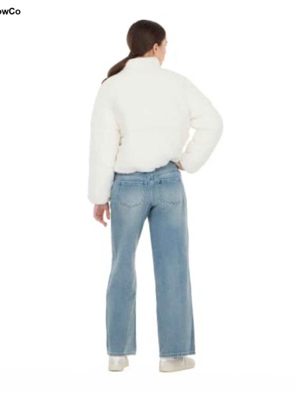 Sherpa Puffer Jacket Full Zip High Collar Side Pockets Relaxed Fit - Picture 4 of 5